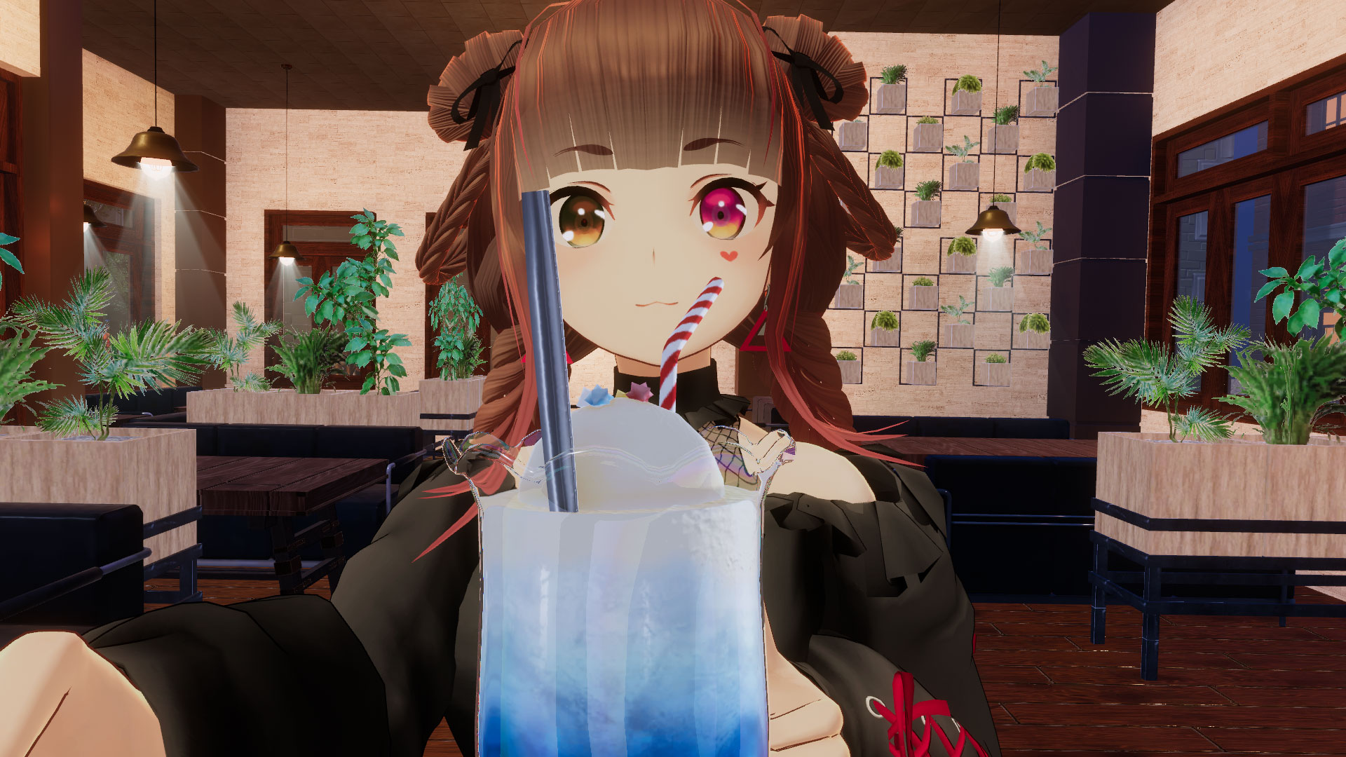 カフェで青空クリームソーダ